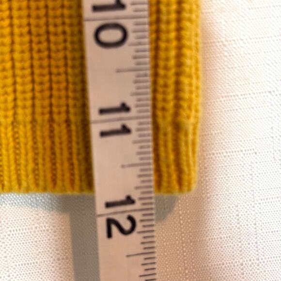 Quarter Zip Ribbed Sweater Women's M Cotton Mock Neck Crop Butter Yellow Preppy - Picture 8 of 9